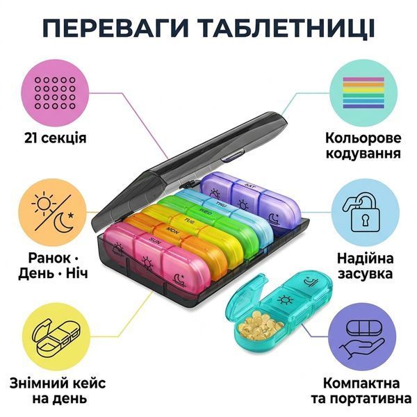 Таблетница на 7 дней недели | Органайзер DAR-0208 фото